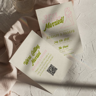 Invitación Mano de código QR dibujada con un colorido Boda re