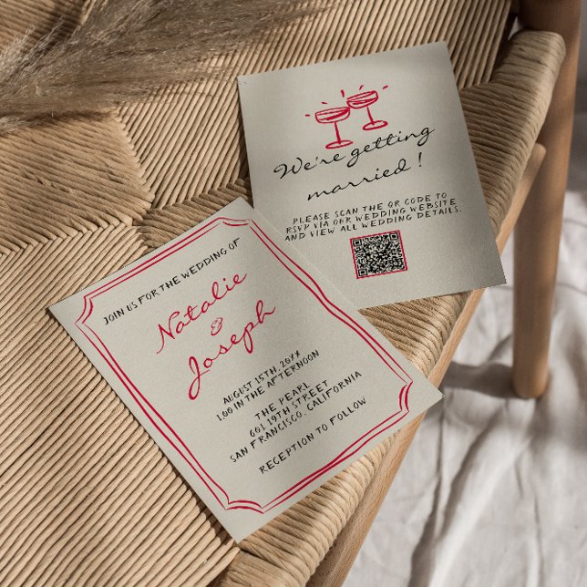 Invitación Mano de código QR dibujada por escrito Boda capric (Subido por el creador)