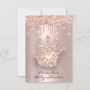 Invitación Mano de ducha de Recién nacido de Rosa con Purpuri