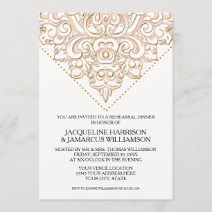 Invitación Mano de época Lace Moderno Ensayo Cena