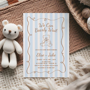 Invitación Mano de espera temprana dibujada de franjas azules
