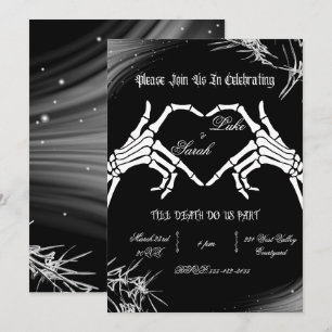 Invitación Mano de esqueleto gótico de boda Hasta que la muer