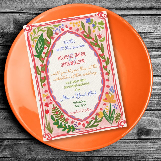 Invitación Mano de garabato original floral floral y original (Subido por el creador)