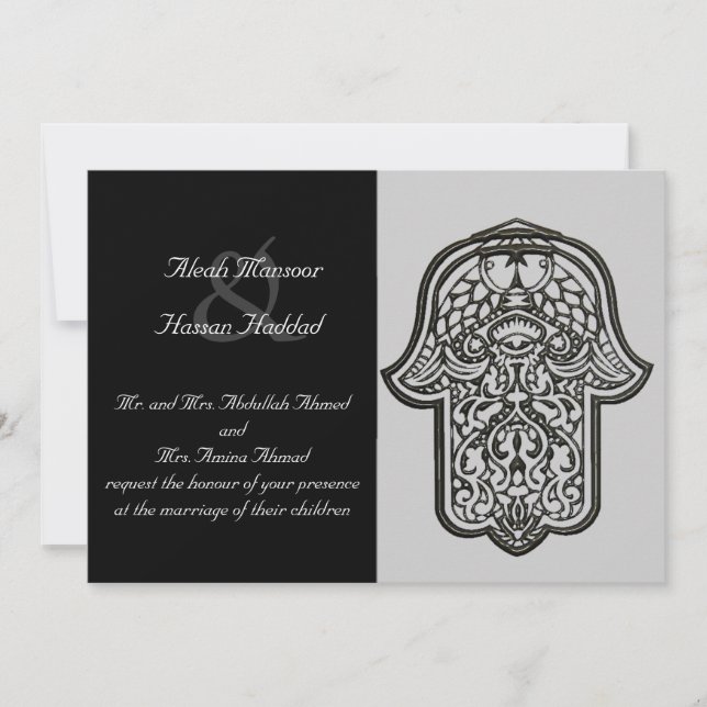 Invitación Mano de Henné de Hamsa (Boda) (Anverso)