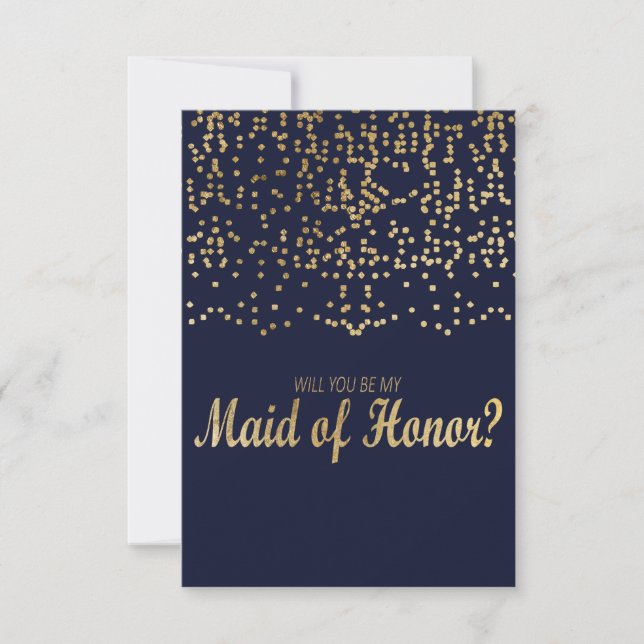 Invitación Mano de honor Faux Gold Confetti (Anverso)