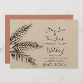 Invitación Mano de huida de palmeras tropicales de tierra