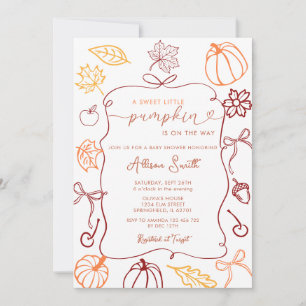 Invitación Mano De Otoño Dibujó Un Pequeño Baby Shower De Cal