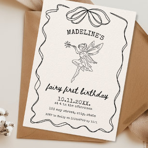 Invitación Mano de primer cumpleaños de hadas Minimalistas il