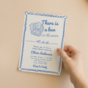 Invitación Mano Dibuja Un Bolón Azul En El Baby Shower De Ove