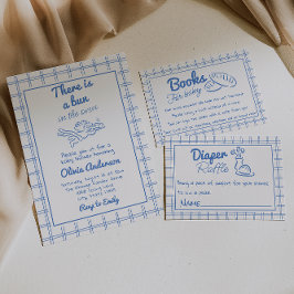 Invitación Mano Dibuja Un Bolón Azul En El Cupido Baby Shower