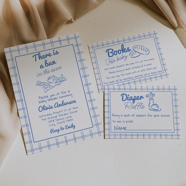 Invitación Mano Dibuja Un Bolón Azul En El Cupido Baby Shower (Subido por el creador)
