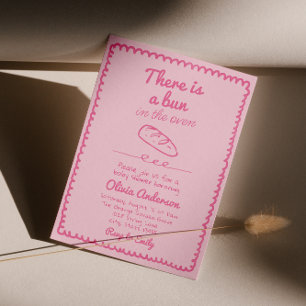 Invitación Mano Dibuja Un Bolón Rosa En El Baby Shower De La 