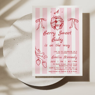 Invitación Mano dibujada de rojo A Berry Sweet Baby Shower