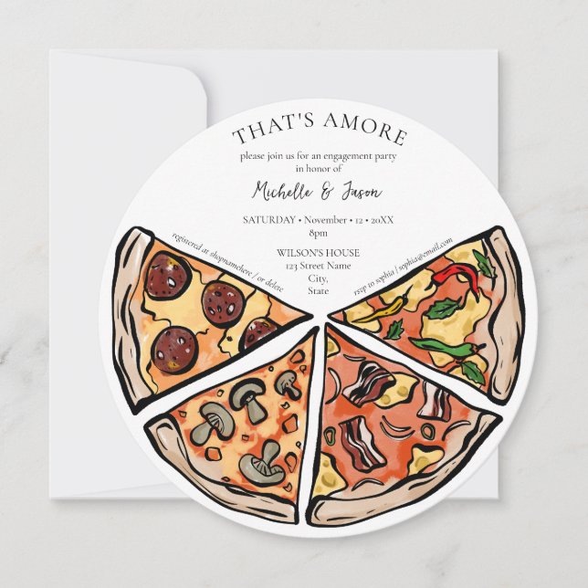 Invitación Mano dibujada: más pizza, compromiso italiano (Anverso)