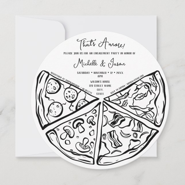 Invitación Mano dibujada: más pizza, compromiso italiano (Anverso)