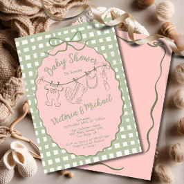 Invitación Mano dibujada Whimsical boho Baby Shower Clothesli