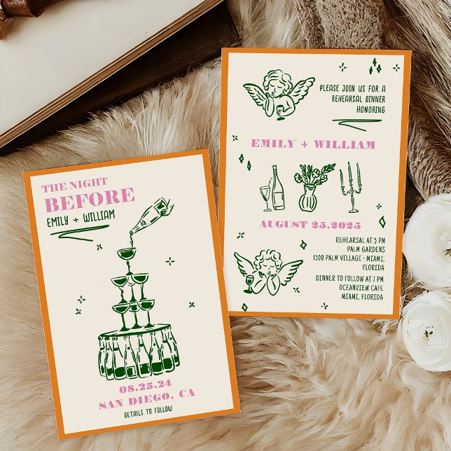 Invitación Mano Dibujó La Noche Antes De La Cena Del Ensayo (Subido por el creador)