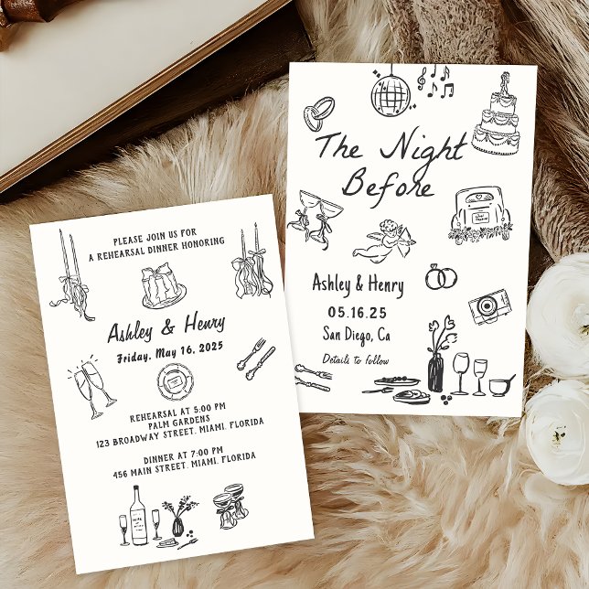Invitación Mano Dibujó La Noche Antes De La Cena Del Ensayo (Subido por el creador)