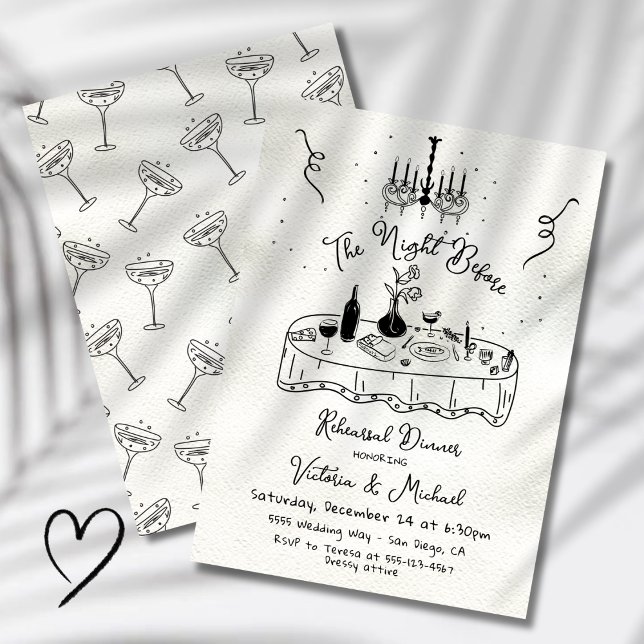 Invitación Mano Dibujó La Noche Antes De La Cena Del Ensayo (Subido por el creador)