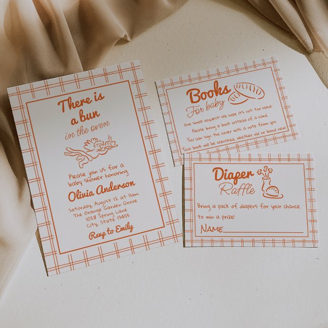 Invitación Mano Dibujó Un Bun En El Horno Cupido Angel Baby S (Subido por el creador)