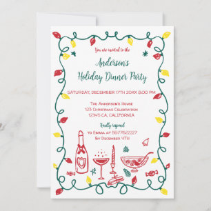 Invitación Mano divertida dibujó a Fiesta de Navidades capric