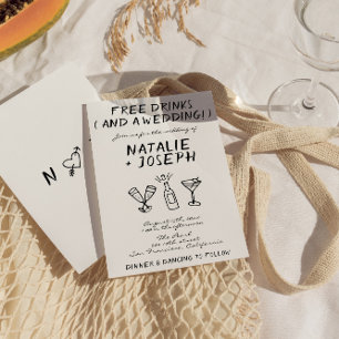 Invitación Mano divertida y escrupulosa dibujada por un Boda