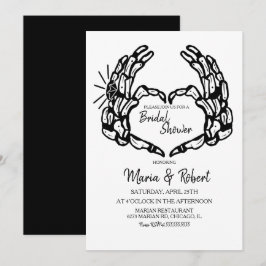 Invitación Mano esquelética negra corazón ducha de novia