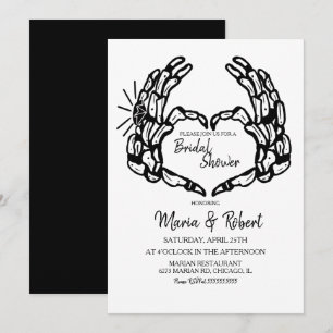 Invitación Mano esquelética negra corazón ducha de novia