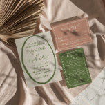 Invitación Mano ilustrada dibujada con un Boda único escrito<br><div class="desc">Si busca una elegante y sencilla invitación a la plantilla de boda crema minimalista. El fondo es de color beige claro. Y los nombres de novias y novios escritos con la mano verde de celadón. Y la información editable todo dentro de un marco dibujado a mano ilustrado. Asequible y también...</div>