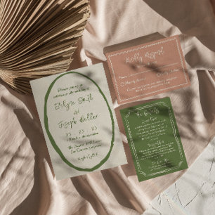 Invitación Mano ilustrada dibujada con un Boda único escrito