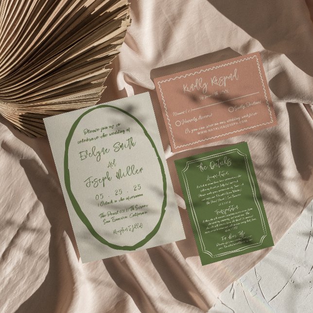 Invitación Mano ilustrada dibujada con un Boda único escrito (Subido por el creador)