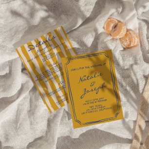 Invitación Mano Italiana Escribió Pinstripes Todo En Un Boda