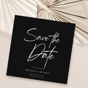 Invitación Mano Lettered Save The Date Black