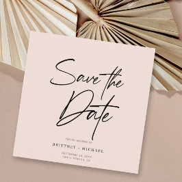 Invitación Mano Lettered Save The Date Rubor Pink