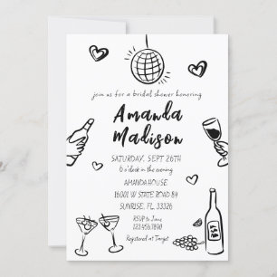 Invitación Mano negra caprichosa de la ducha de novia