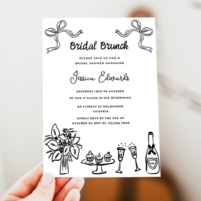 Invitación Mano negra caprichosa ducha Brunch de novia (Subido por el creador)