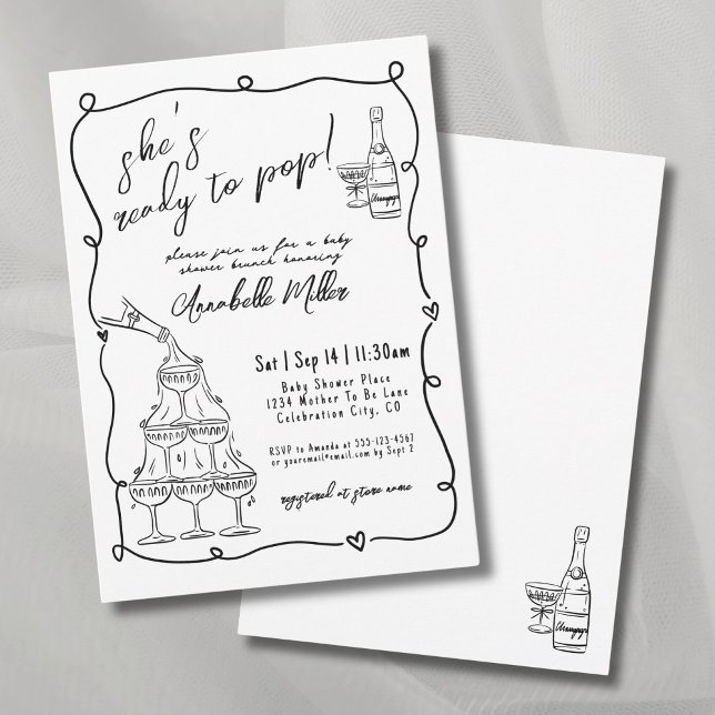 Invitación Mano Preparada Para Pop Baby Shower (Hand Drawn Ready To Pop Baby Shower Invitation)