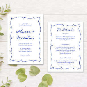Invitación Mano presupuestaria dibujada de azul brillante en 