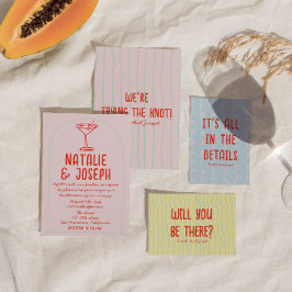 Invitación Mano retro colorida Martini Quirky Boda