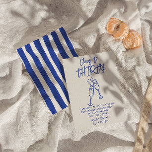 Invitación Mano Retro Colorida Que Llevó 30 Alegres Al Cumple