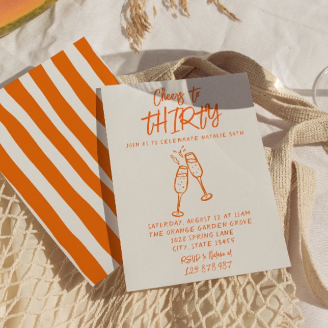 Invitación Mano Retro Colorida Trazada 30 cumpleaños capricho (Subido por el creador)