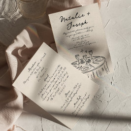 Invitación Mano Retro Dibujada En Un Boda Rara En Una Cara