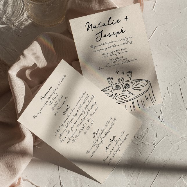 Invitación Mano Retro Dibujada En Un Boda Rara En Una Cara (Subido por el creador)