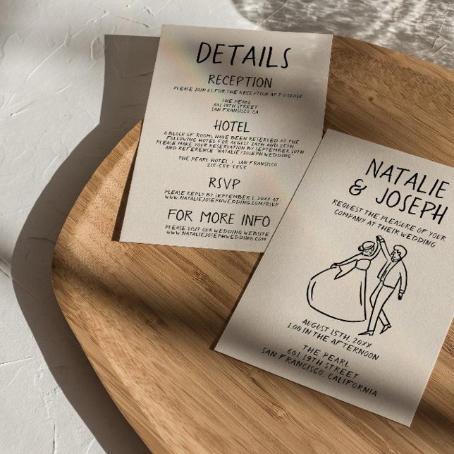 Invitación Mano Retro Dibujó Esbozo Quirky Todo En Un Boda (Subido por el creador)