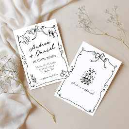 Invitación Mano romántica caprichosa Boda blanco negro