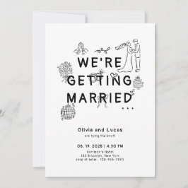 Invitación Mano romántica dibujada por un caprichoso Boda neg