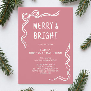 Invitación Mano sincera rosada atrae a Fiesta de Navidades fa