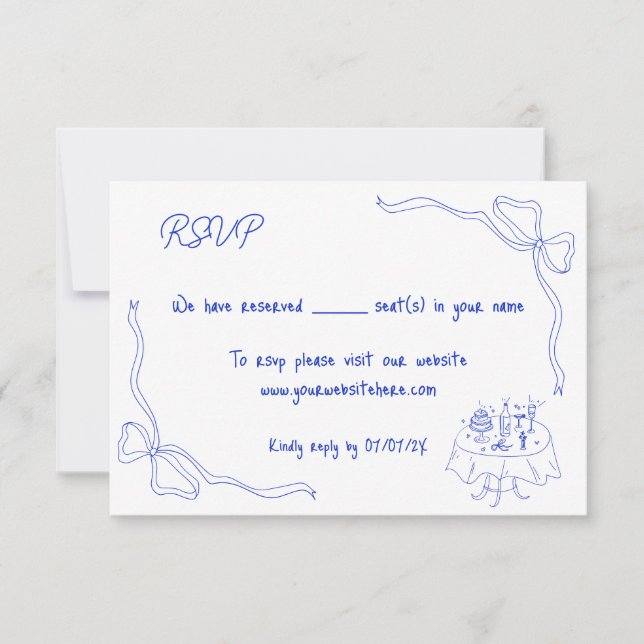 Invitación Mano única dibujada de arco retro francés contempo (Anverso)