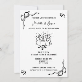 Invitación Mano única dibujada de arco retro francés contempo