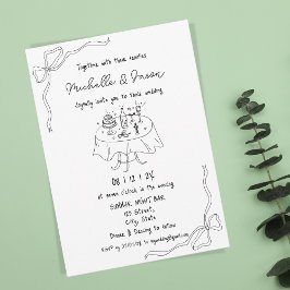 Invitación Mano única dibujada de diversión francesa contempo